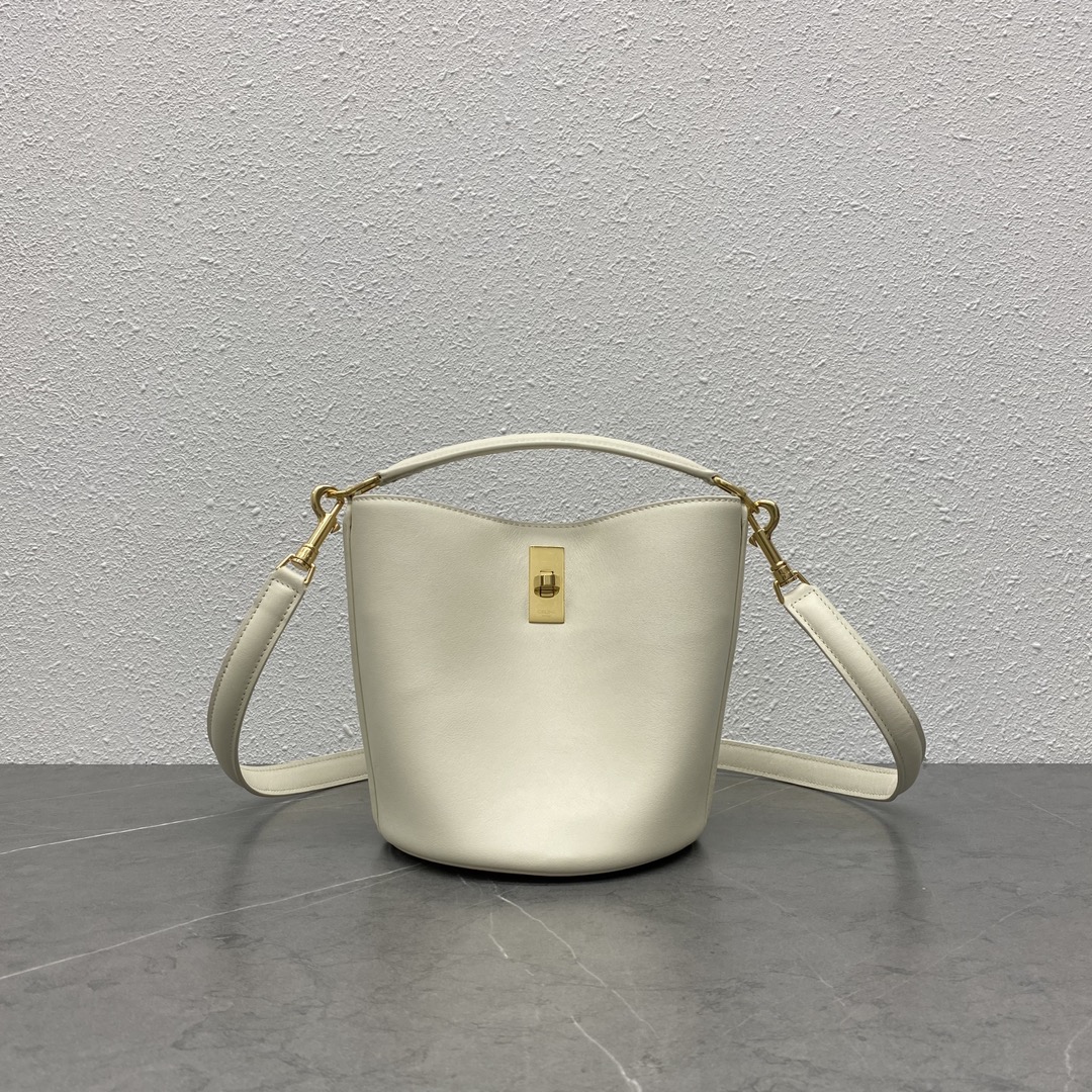 Celine Teen Bucket 16 Smooth Calfskin Handbag Shoulder Bag White 197573